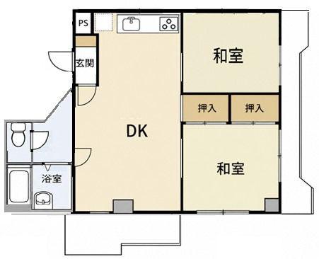 クロノス浦和駒場(2DK/2階)の間取り写真