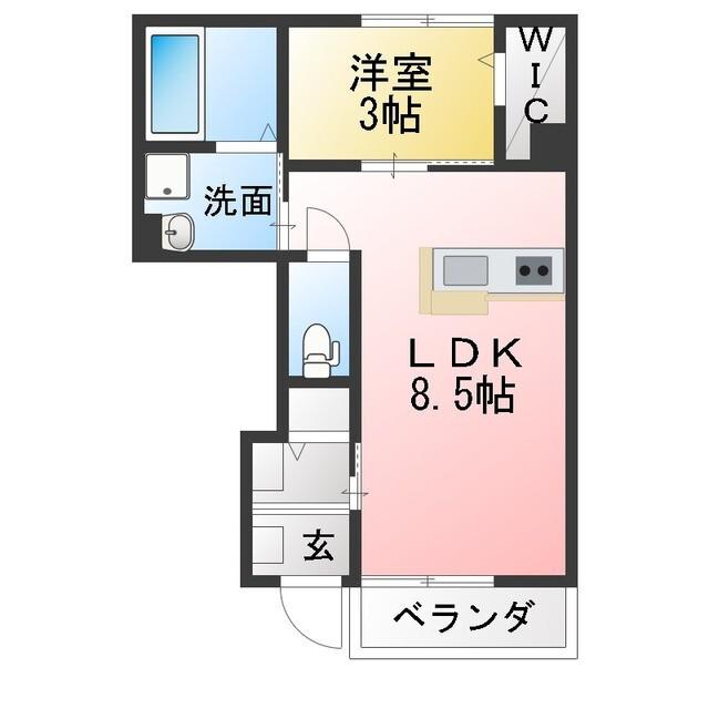 BELLE JIANG II(1LDK/1階)の間取り写真