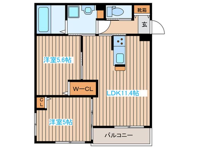 アークヴィレッジ名取駅前(2LDK/3階)の間取り写真