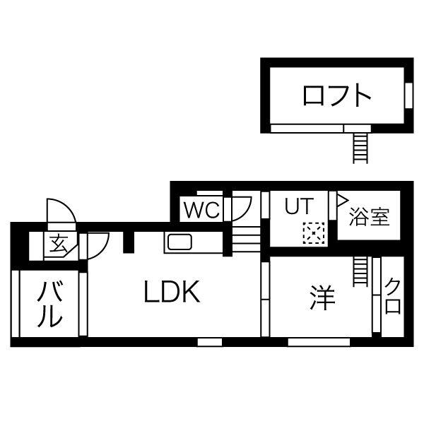 ハーモニーテラス愛知町V(1LDK/2階)の間取り写真