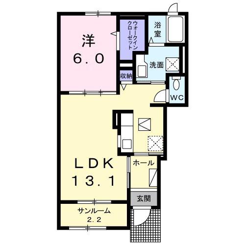 ナチュール アルモニーA(1LDK/1階)の間取り写真