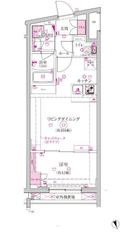 ベルシードステアー西早稲田(1LDK/3階)の間取り写真