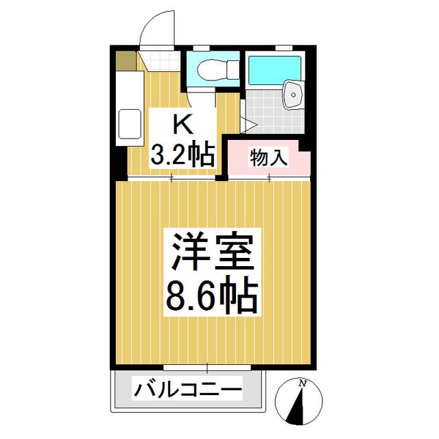 レーベン美里B棟(1K/1階)の間取り写真