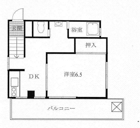 お福ビル(1DK/4階)の間取り写真