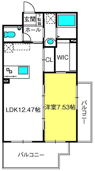 DOMINO STELLA RESIDENCE(1LDK/3階)の間取り写真