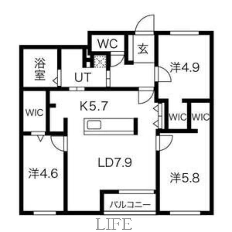 RITZ GRANDE 菊水上町(3LDK/5階)の間取り写真