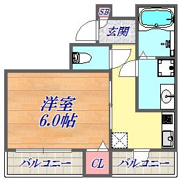 A-イースト元町(1K/4階)の間取り写真