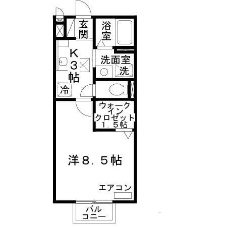 サンロイヤルI(1K/1階)の間取り写真