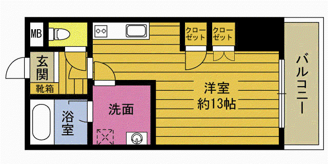 エレガンス宮本III(ワンルーム/3階)の間取り写真