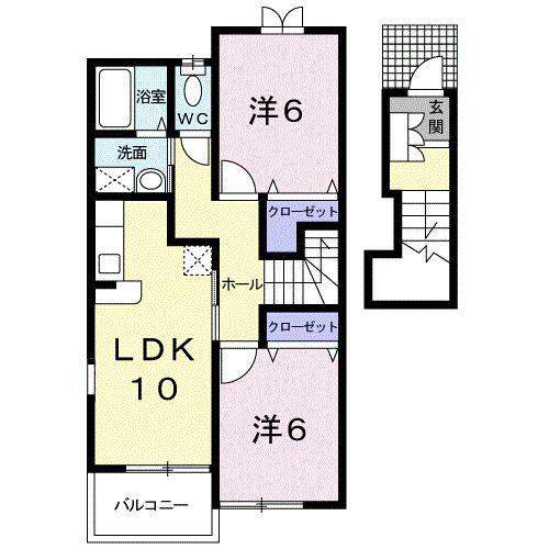 メゾン ドゥ ルミエールB(2LDK/2階)の間取り写真