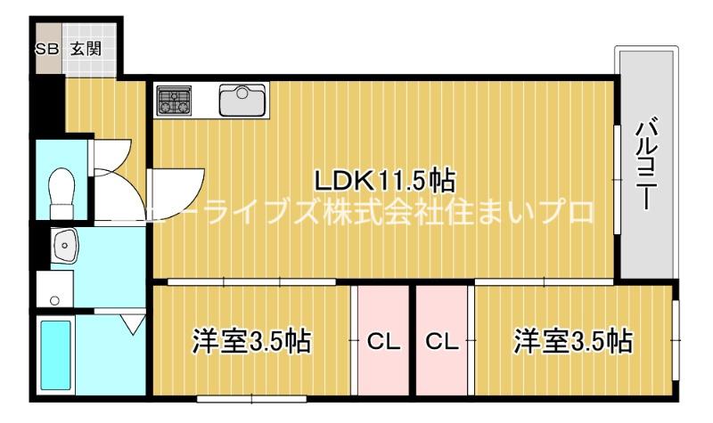 ティオアルバ(2LDK/2階)の間取り写真