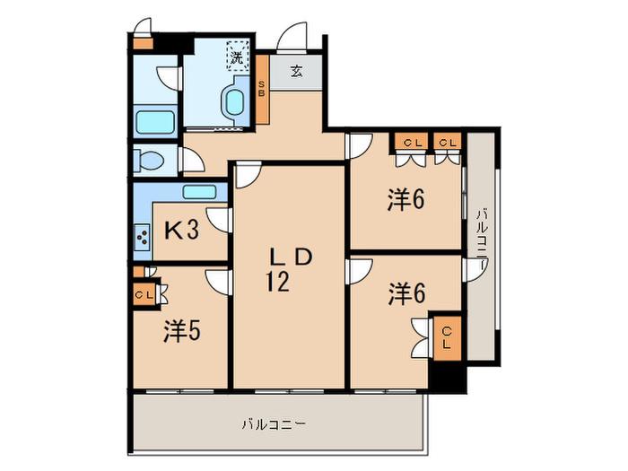 IIDA ANNEX V(3LDK/2階)の間取り写真