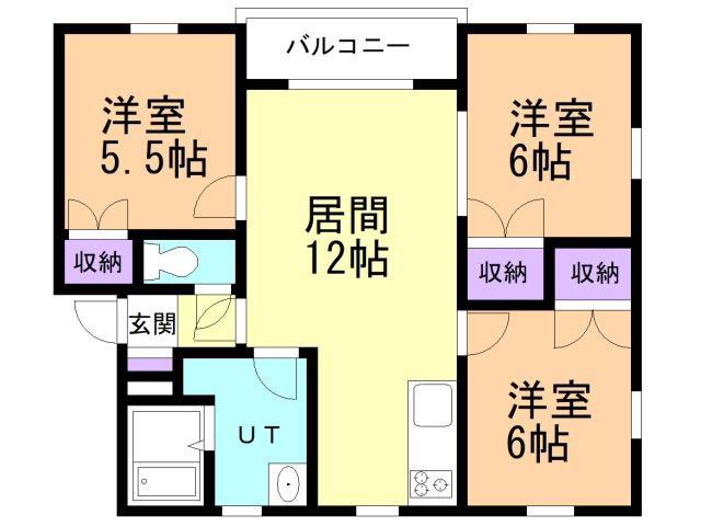アーバンコート山下町壱番館(3LDK/2階)の間取り写真