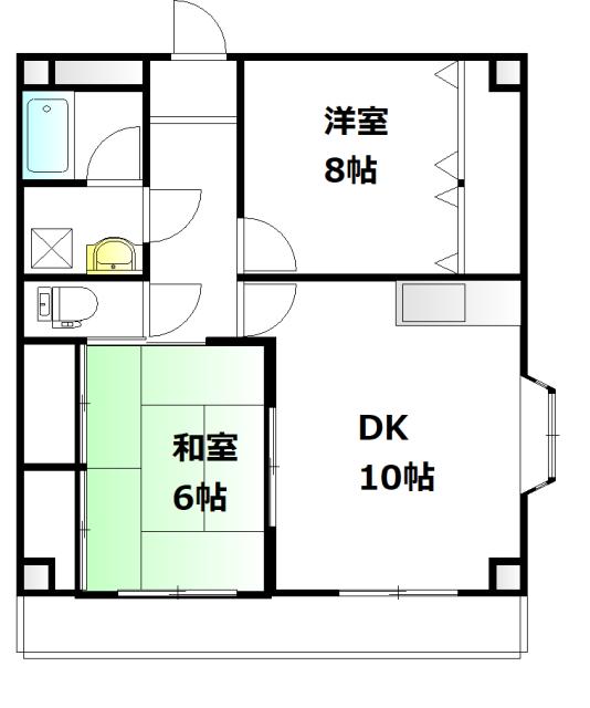 平和ビル(2LDK/6階)の間取り写真