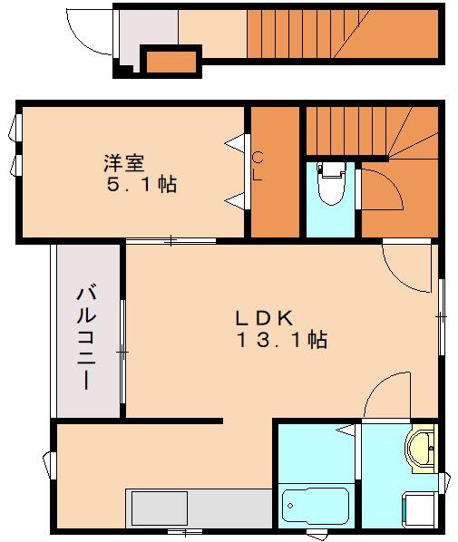 レ セレニタ(1LDK/2階)の間取り写真