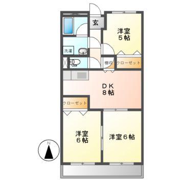 グリーンハイツ多治見(3DK/4階)の間取り写真