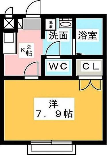 アンプルール ブワ 虹(1K/2階)の間取り写真