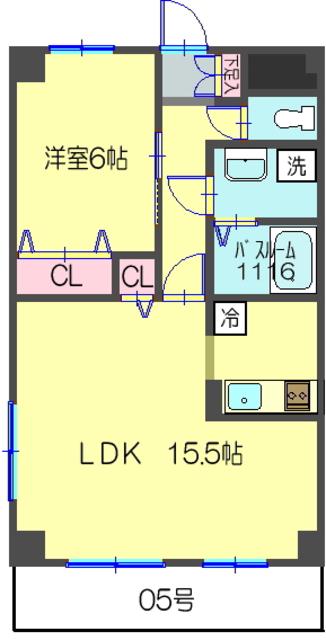 グランツソーレ(1LDK/3階)の間取り写真