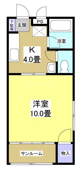 ヒルズ北山(1K/1階)の間取り写真