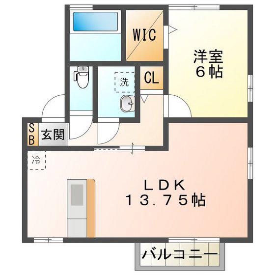 シダーフィールド A(1LDK/1階)の間取り写真