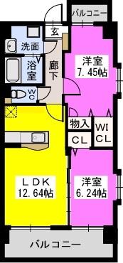 コゥジィーコート駅前通(2LDK/5階)の間取り写真