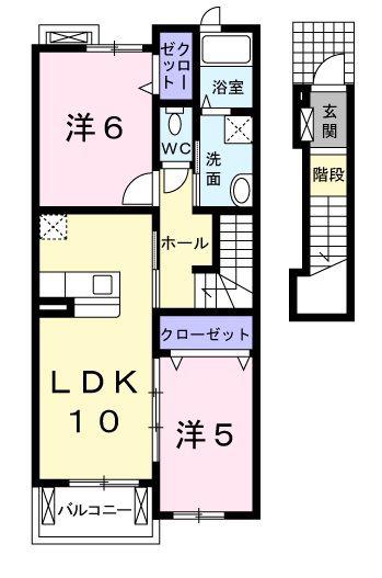サピーレジデンス(2LDK/2階)の間取り写真