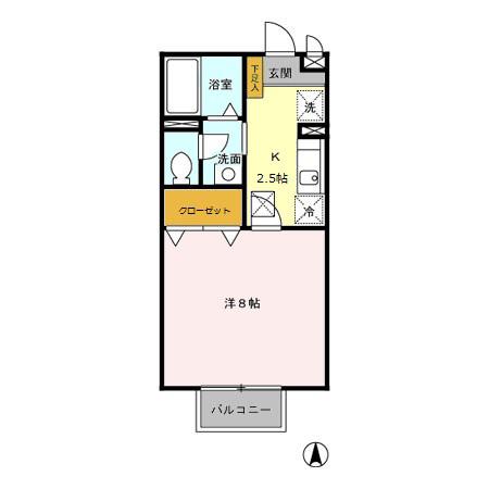 アゼリアコート(1K/1階)の間取り写真