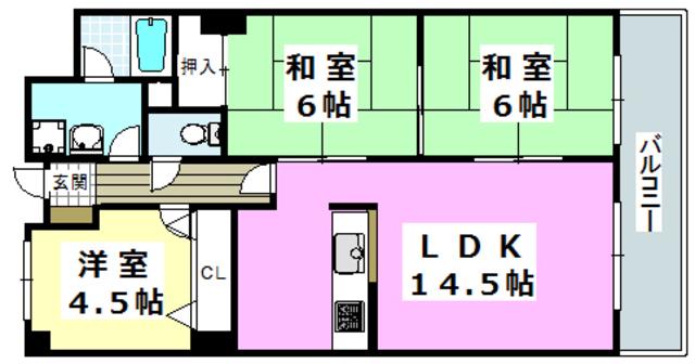 若園11番館(3LDK/3階)の間取り写真