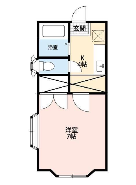 ホワイトキャッスル八木山香澄町(1K/2階)の間取り写真