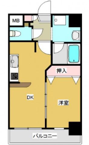プレジール船橋本町(1DK/4階)の間取り写真