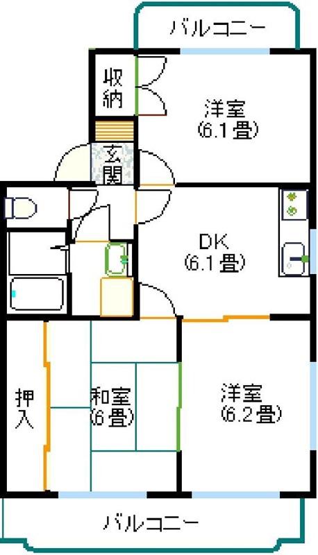 ファームガーデンB棟(3DK/2階)の間取り写真