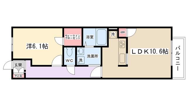 YSヴィラII(1LDK/1階)の間取り写真