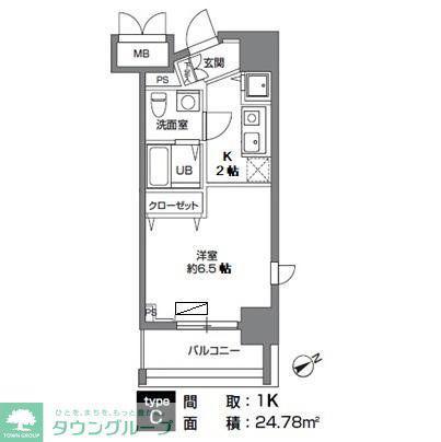 カスタリア三ノ輪(1K/4階)の間取り写真