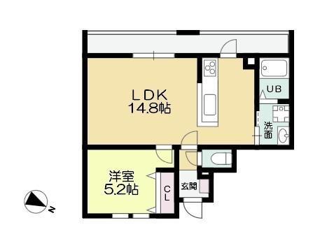 上谷戸アパートメント(1LDK/1階)の間取り写真