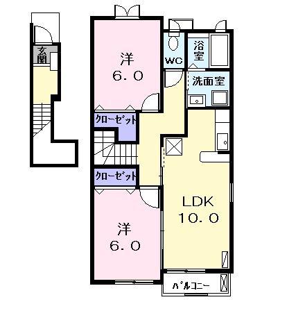 スパーブ社(2LDK/2階)の間取り写真