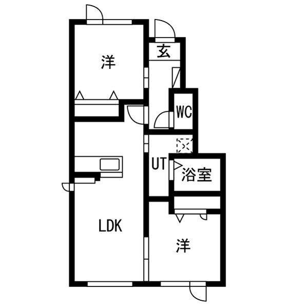 ひばりヶ丘レジデンスB棟(2LDK/1階)の間取り写真