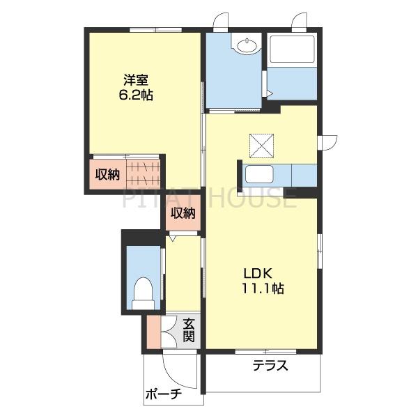 メゾンクレール関戸(1LDK/1階)の間取り写真