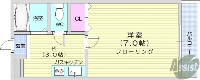 メゾンドール台原(1K/2階)の間取り写真