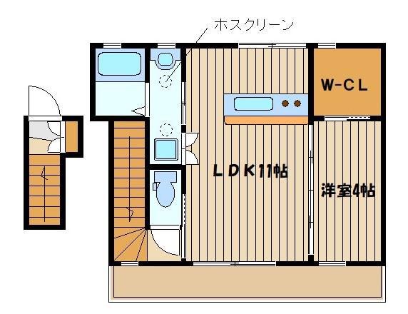 RIZE富士見台(1LDK/2階)の間取り写真