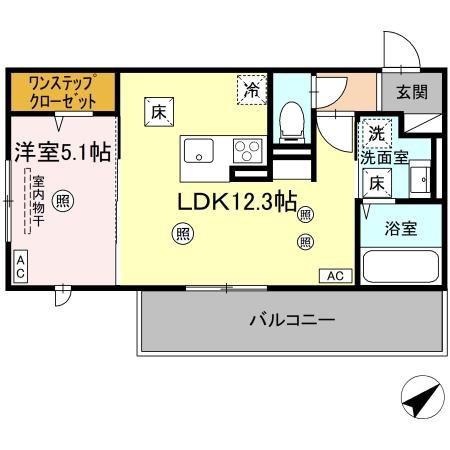 SARASA(1LDK/1階)の間取り写真