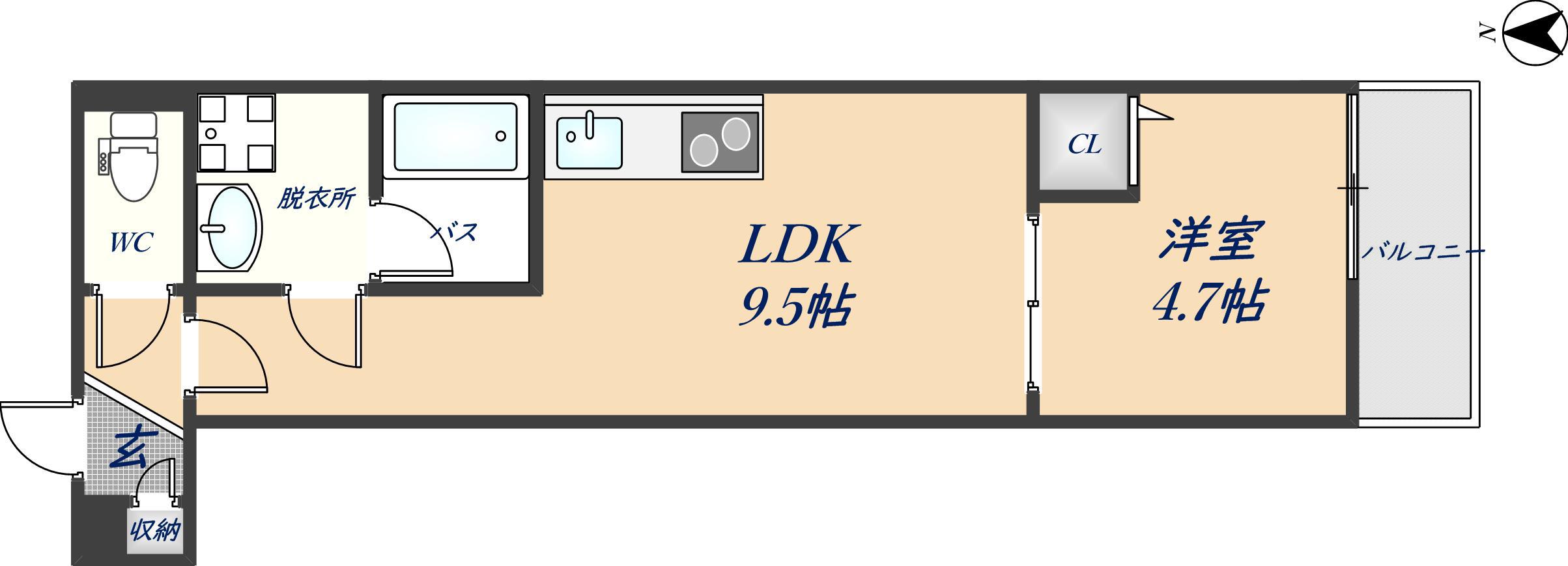 ルクレール菱屋(1LDK/3階)の間取り写真
