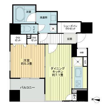 ライオンズ赤坂セントマークス(1DK/8階)の間取り写真