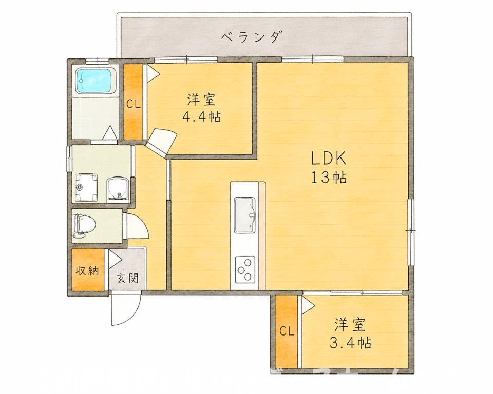 シャンテー東香里(1LDK/3階)の間取り写真