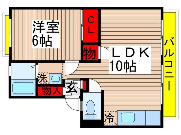 パークサイドハウスC棟(1LDK/2階)の間取り写真