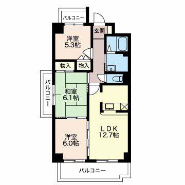 ベルフラワー笠松(3LDK/8階)の間取り写真
