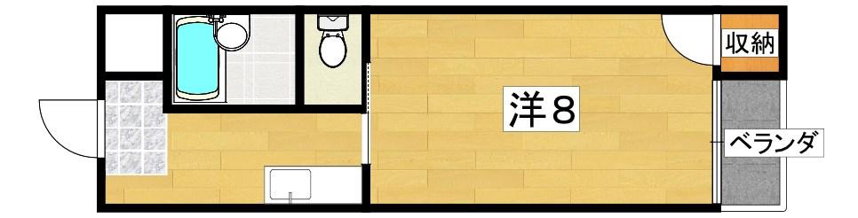 寿ハイツII(1K/1階)の間取り写真