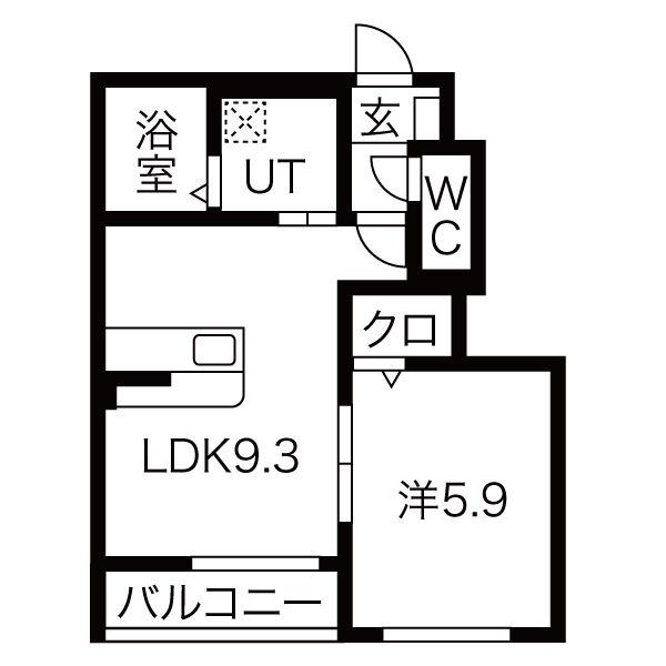 LUNEI(1LDK/1階)の間取り写真