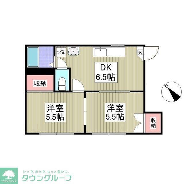 南柏パインヒル1号館(2DK/1階)の間取り写真