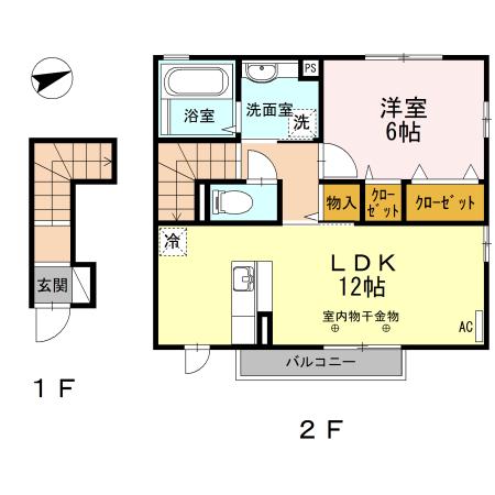 サントゥアーリオD(1LDK/2階)の間取り写真