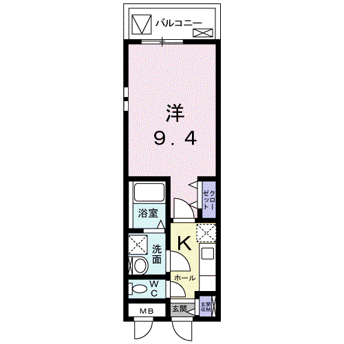アルページュ伊賀(1K/2階)の間取り写真